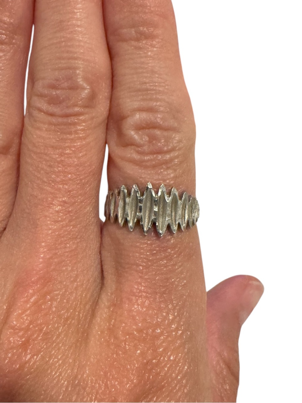 Silver Textured Zigzag Band Ring - Women's Jewelry